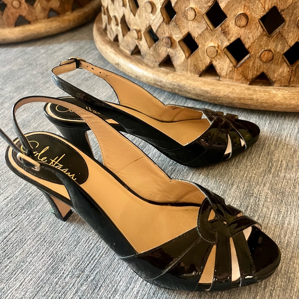 Cole Haan Patent Leather Slingback Heels, Size 7B - Picture 7 of 7